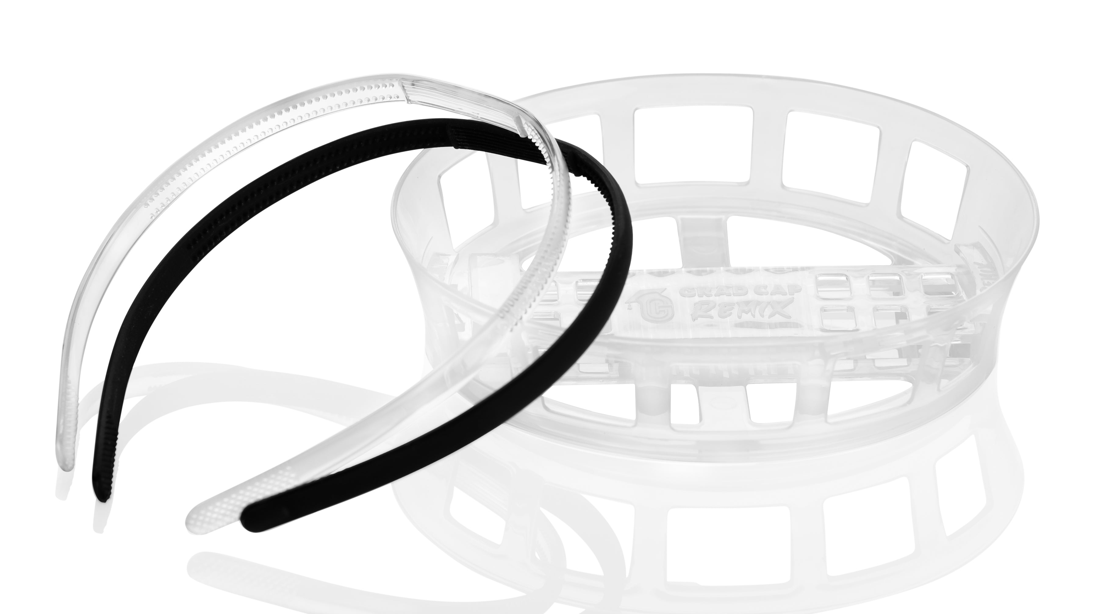 Grad Cap Remix - Clear and Black Headband Included